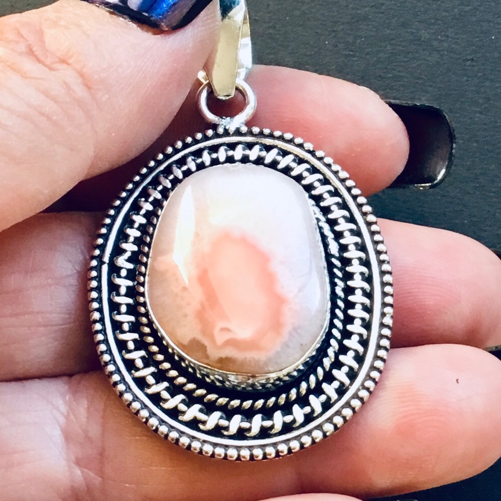 Solar Quartz Gemstone Hint Of Pink Pendant